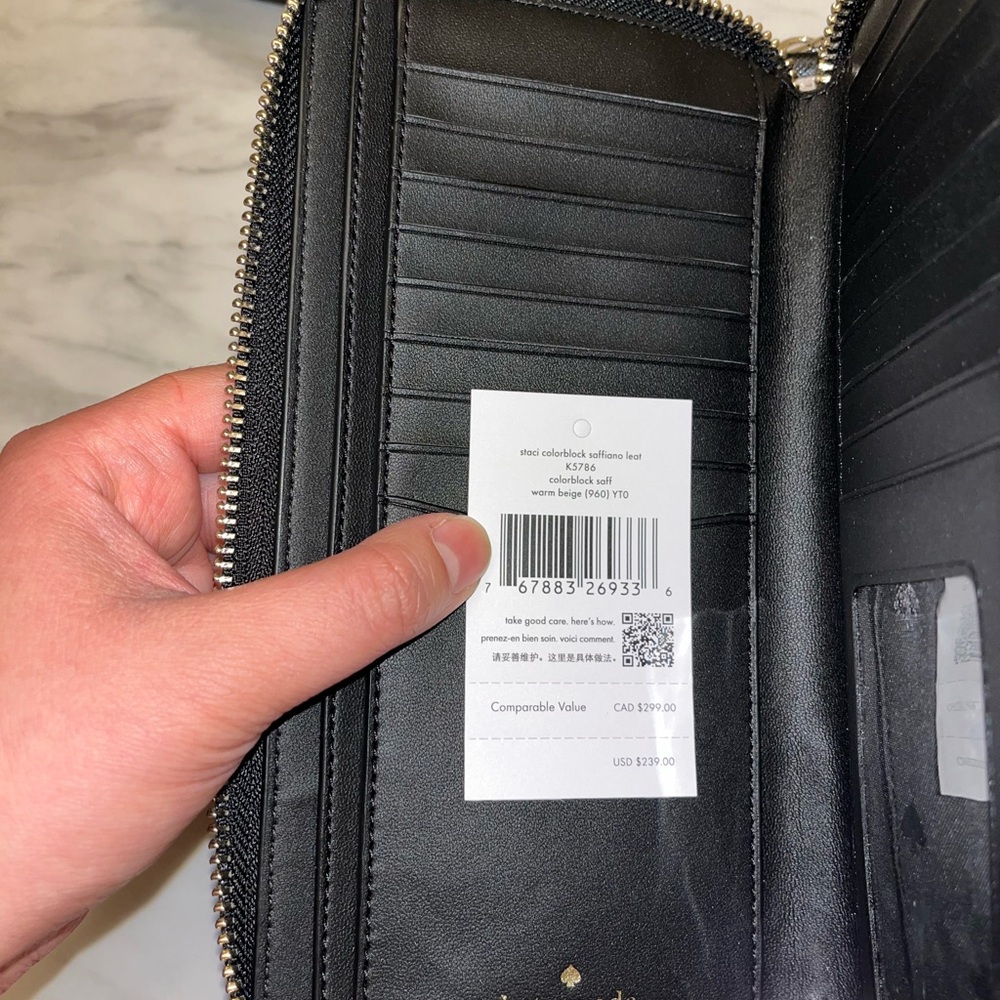 kate spade Black and Blush Zip-Around Wristlet Wallet - Picture 6 of 10